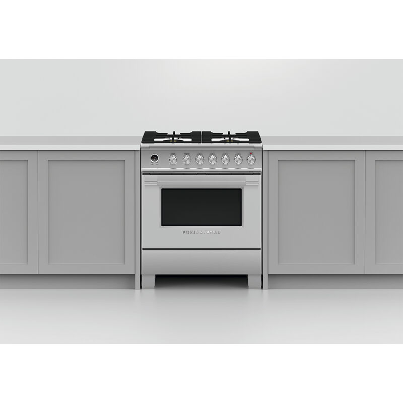 Fisher & Paykel Series 9 Classic 30 in. 3.5 cu. ft. Convection Oven Freestanding Dual Fuel Range with 4 Sealed Burners - Stainless Steel, , hires