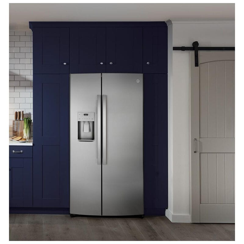 GE 36 in. 21.8 cu. ft. Counter Depth Side by Side Refrigerator with Ice & Water Dispenser - Fingerprint Resistant Stainless, Fingerprint Resistant Stainless, hires