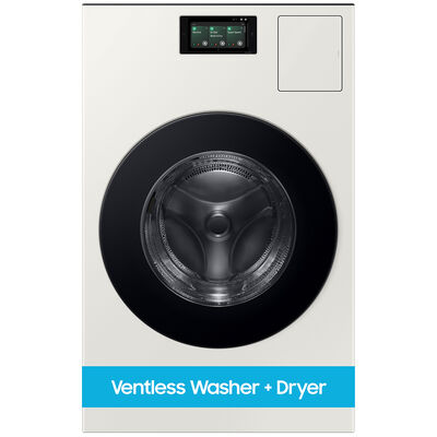 Samsung Bespoke 27 in. 5.3 cu. ft. Smart Electric Front Load Ventless All-in-One AI Combo with Heat Pump, Sanitize & Steam Cycle- Ivory | WD53DBA900HY