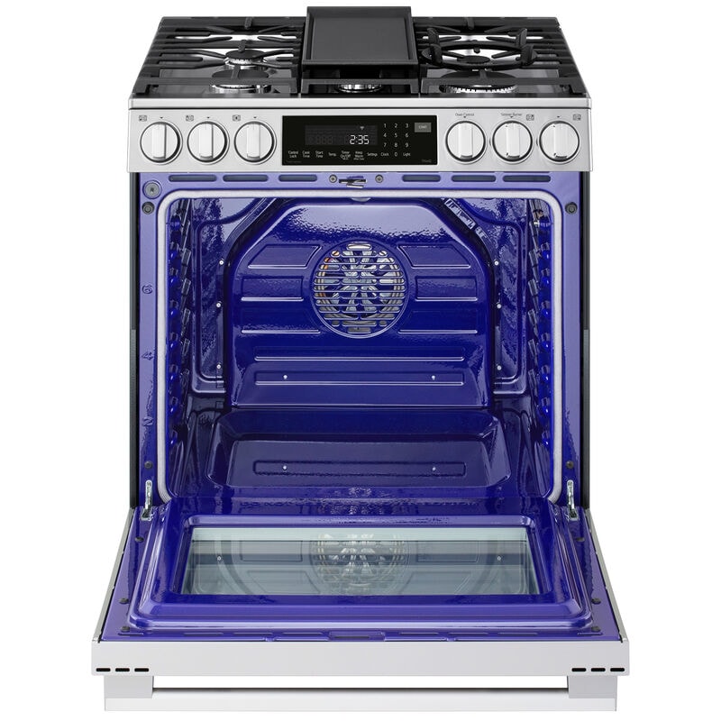 LG 30 in. 6.3 cu. ft. Smart Air-Fry True European Convection Slide-In Gas Range with 5 Sealed Burners & Griddle - PrintProof Stainless Steel, , hires