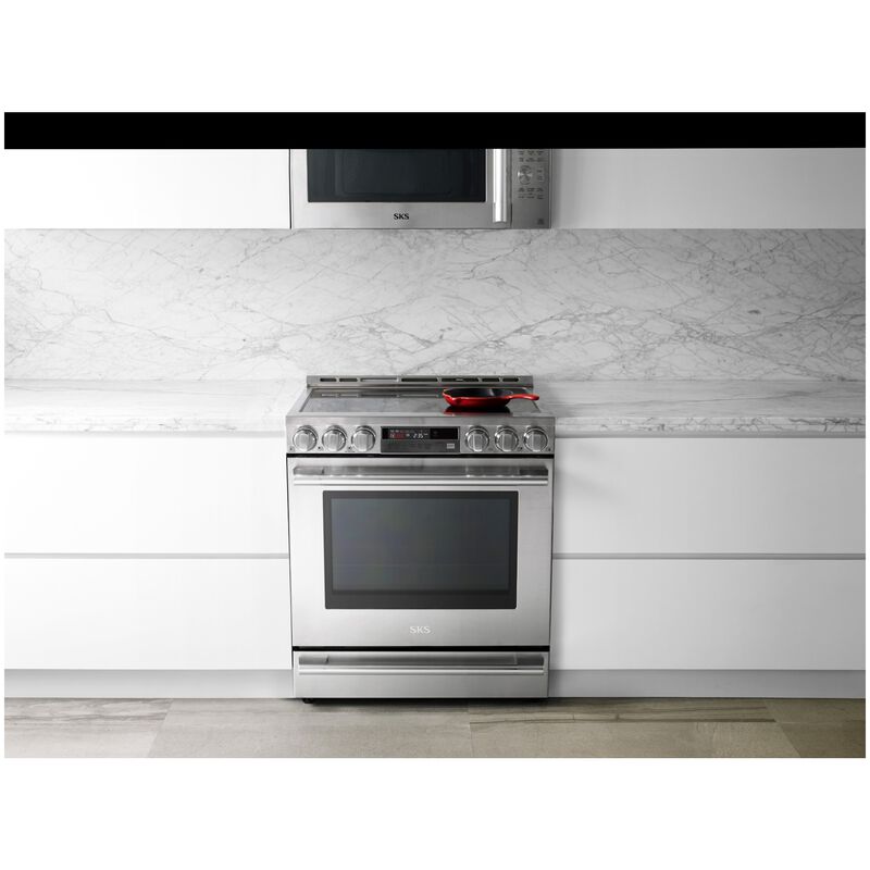 SKS 30 in. 1.7 cu. ft. 950W Smart Over-the-Range Microwave with 300 CFM, Convection & Sensor Cooking - Stainless Steel, , hires