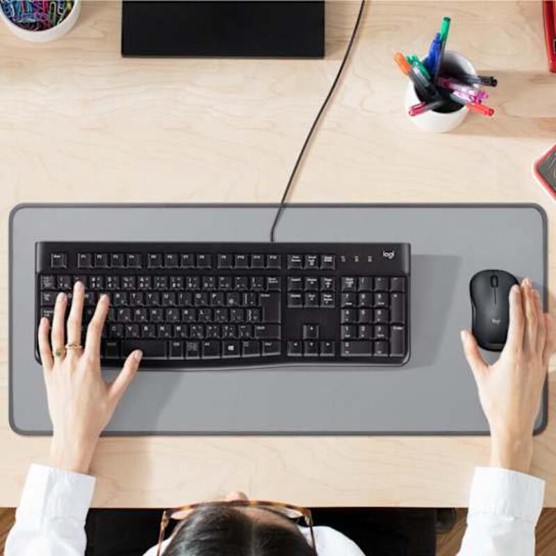 Logitech Desk Mat Studio Series Extended Mouse Pad with Spill-resistant Durable Design (Large) - Mid Gray, , hires