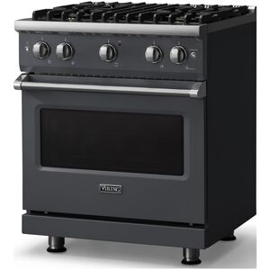 Viking 5 Series 30 in. 4.0 cu. ft. Standard Convection Gas Range with 4 Sealed Burners - Cast Black - Natural Gas, Polished Chrome Trim Option, , hires