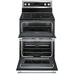 Maytag 30 in. 6.7 cu. ft. True European Convection Double Oven Electric Range with Radiant Burners - Fingerprint Resistant Stainless, , hires