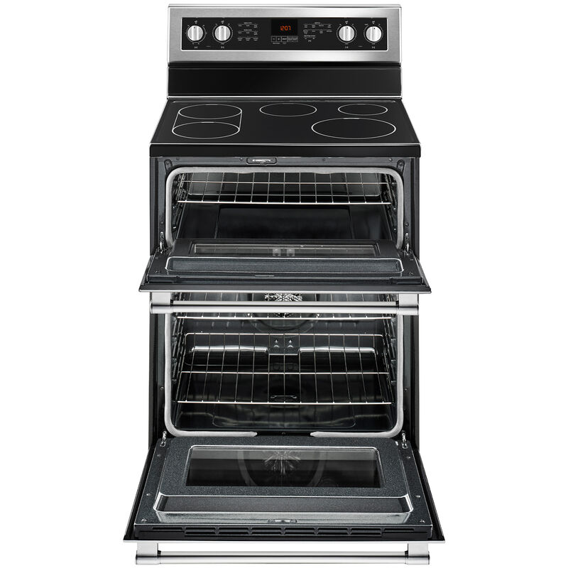 Maytag 30 in. 6.7 cu. ft. True European Convection Double Oven Electric Range with Radiant Burners - Fingerprint Resistant Stainless, , hires