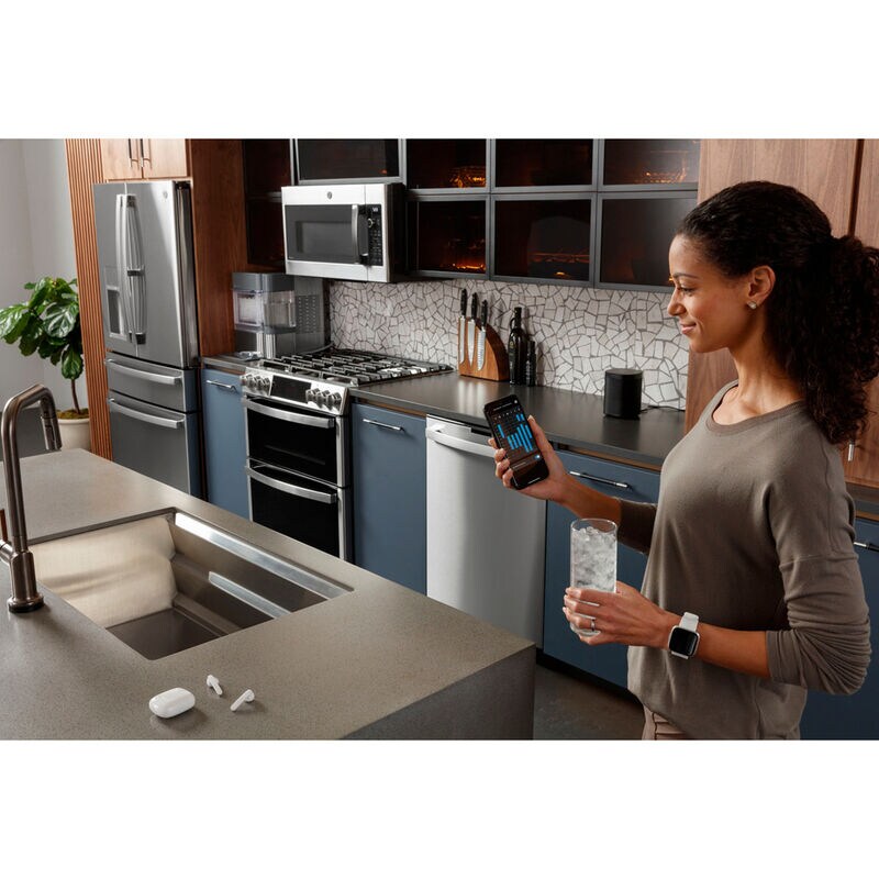 GE Profile 30 in. 6.7 cu. ft. Smart Air Fry True European Convection Double Oven Slide-In Gas Range with 5 Sealed Burners, Grill & Griddle - Stainless Steel, , hires