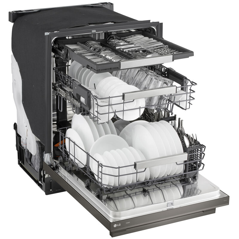 LG 24 in. Top Control Flush-Mount Smart Dishwasher with 42 dBA Sound Level, 3rd-Rack & Dynamic Heat Dry with AutoVent Dry - Black Stainless Steel, , hires