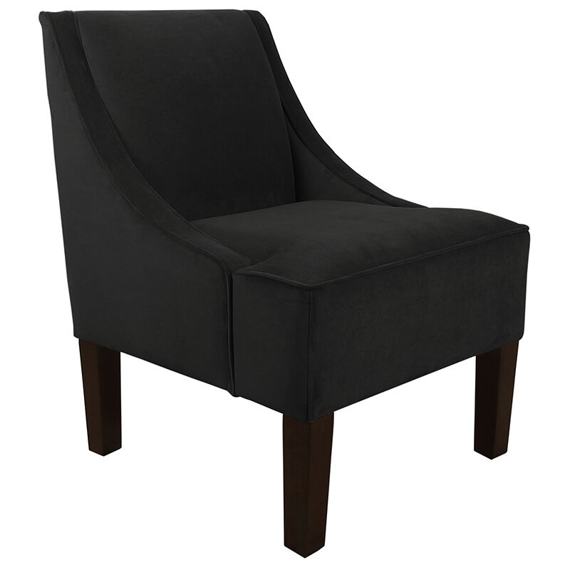 Skyline Furniture Swoop Arm Chair in Velvet Fabric Black P.C