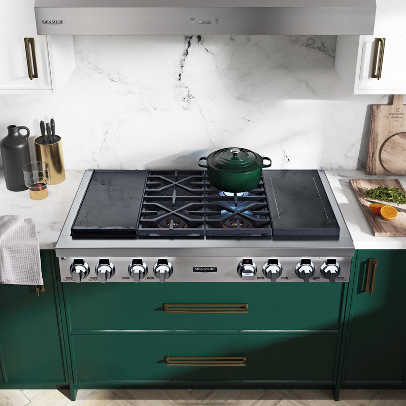SKS 48 in. 6-Burner Smart Dual Fuel Natural Gas Rangetop with Simmer Burner & Power Burner - Stainless Steel, , hires