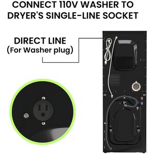 Equator 24 in. 1.62 cu. ft. Electric Front Load Laundry Center with Sensor Dry, Pet & Sanitize Cycle - Black, , hires