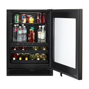 Whirlpool 24 in. 5.2 cu. ft. Built-In/Freestanding Beverage Center with 14 Bottle Wine Storage, Dual Zones & Digital Control - Black, , hires