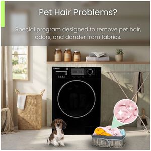 Equator Compact 24 in. 1.57 cu. ft. Stackable Front Load Washer with Pet & Sanitize Cycle - Black, , hires