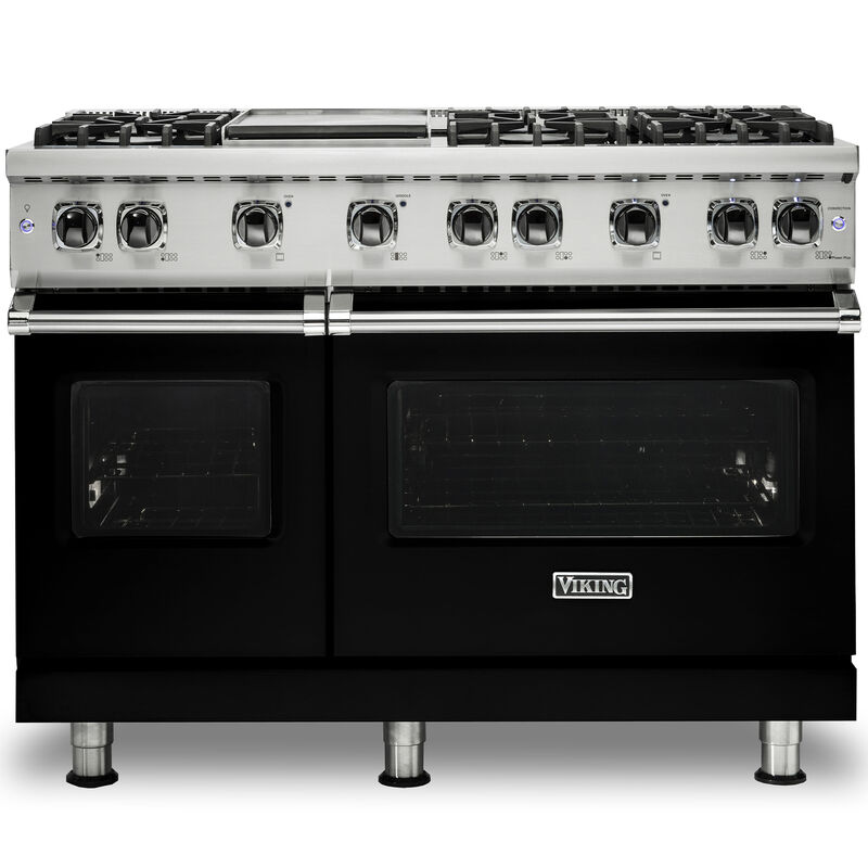 Viking 5 Series 48inch Freestanding Gas Range with 6 Sealed Burners,  Griddle & 5.7 Cu. Ft. Double Oven - Black