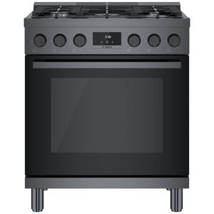 Bosch 800 Series 30 in. 3.6 cu. ft. Standard Convection Gas Range with 5 Sealed Burners - Black Stainless Steel, , hires