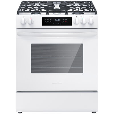 Frigidaire 30 in. 5.1 cu. ft. Slide-In Gas Range with 5 Sealed Burners - White | FCFG3062AW