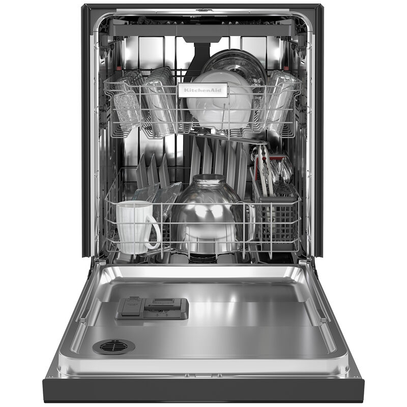 KitchenAid 24 in. Built-In Dishwasher with Front Control, 39 dBA Sound Level, 13 Place Settings, 5 Wash Cycles & Sanitize Cycle - Black, Black, hires