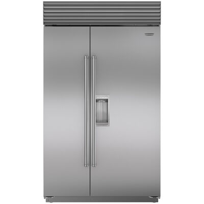 Sub-Zero Classic 48 in. 28.4 cu. ft. Built-In Smart Counter Depth Side-by-Side Refrigerator with Pro Handles & External Water Dispenser - Stainless Steel | BI-48SD/S/PH