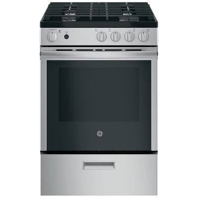 GE 24 in. 2.9 cu. ft. Gas Range with 4 Sealed Burners - Stainless Steel | JGAS640RMSS