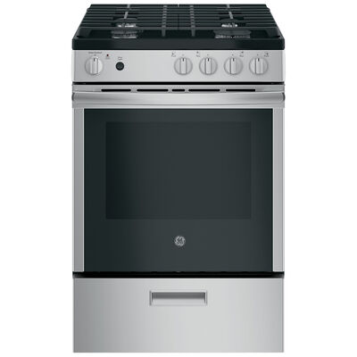 GE 24 in. 2.9 cu. ft. Oven Freestanding Gas Range with 4 Sealed Burners - Stainless Steel | JGAS640RMSS