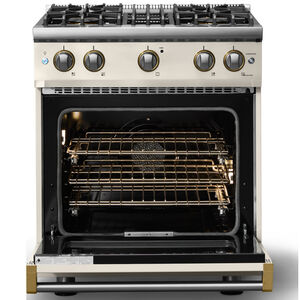 Viking 5 Series 30 in. 4.0 cu. ft. Standard Convection Gas Range with 4 Sealed Burners - Pure White - Liquid Propane Gas, Polished Chrome Trim Option, , hires