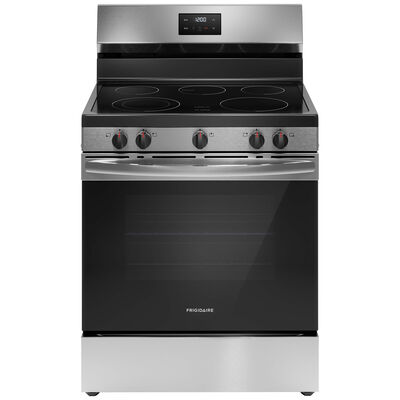 Frigidaire 30 in. 5.3 cu. ft. Oven Freestanding Electric Range with 5 Smoothtop Burners - Stainless Steel | FCRE3052BS