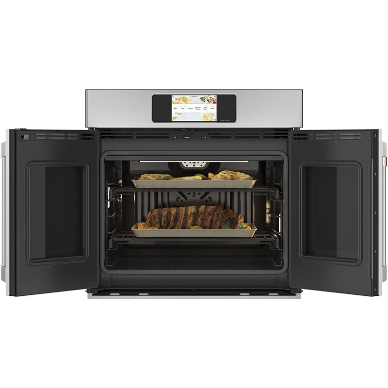 Cafe 30" 5.0 Cu. Ft. Electric Smart French Door Wall Oven with True European Convection & Self Clean - Stainless Steel, Stainless Steel, hires