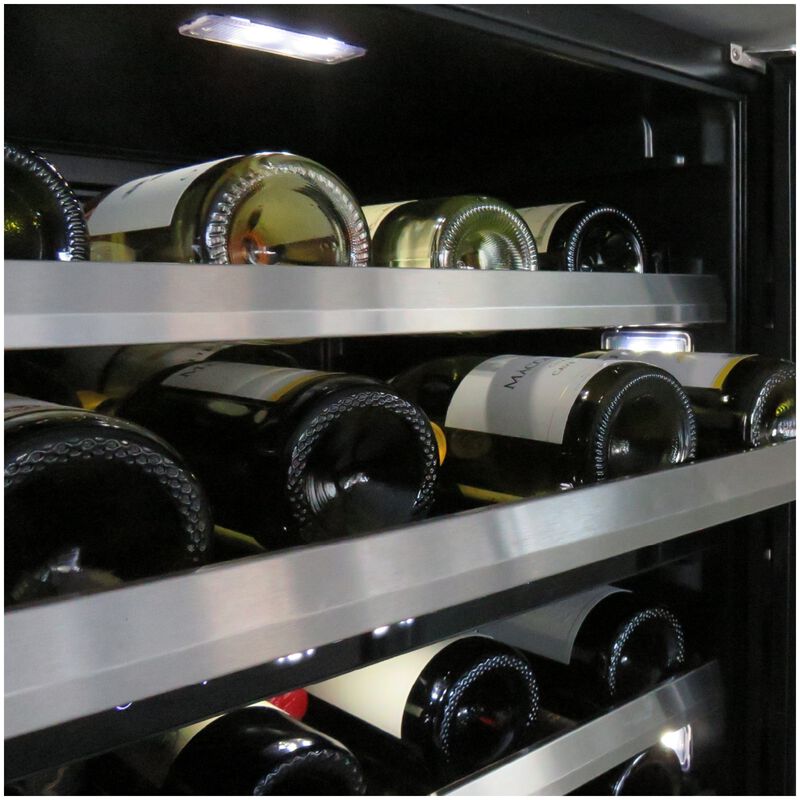 XO 24 in. Undercounter Wine Cooler with Metal Racks, Dual Temperature Zones & 46 Bottle Capacity - Stainless Steel, , hires