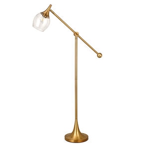 Hudson & Canal Ranger Brass Floor Lamp with Boom Arm, , hires