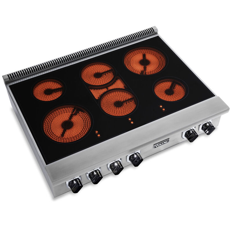 Viking 5 Series 36 in. 6-Burner Electric Rangetop with QuickCook Surface Element & Simmer Burner - Stainless Steel, , hires