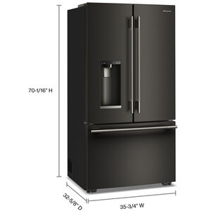 KitchenAid 36 in. 23.1 cu. ft. Smart Counter Depth French Door Refrigerator with Ice & Water Dispenser - Black Ore, Black Ore, hires