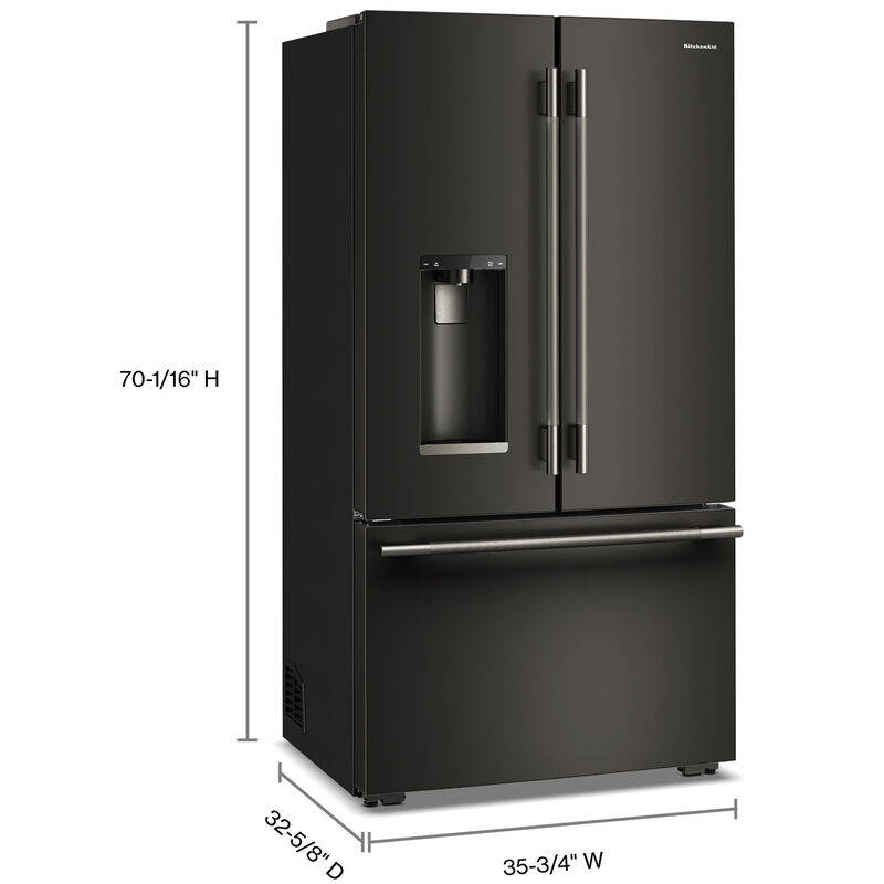 KitchenAid 36 in. 23.1 cu. ft. Smart Counter Depth French Door Refrigerator with Ice & Water Dispenser - Black Ore, Black Ore, hires