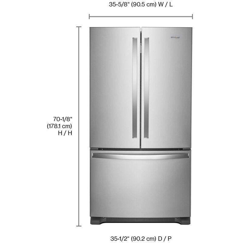 Whirlpool French Door Fridge (WRFF3236RZ) - Fingerprint Resistant Stainless Steel