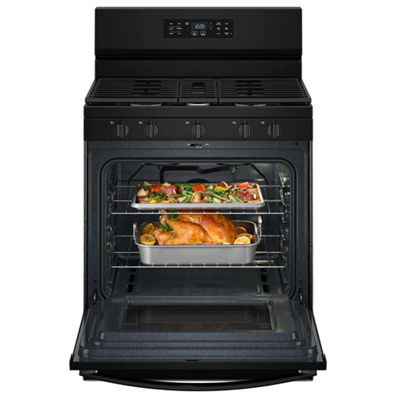 Whirlpool 30 in. 5.0 cu. ft. Air-Fry Standard Convection Gas Range with 5 Sealed Burners - Black, , hires