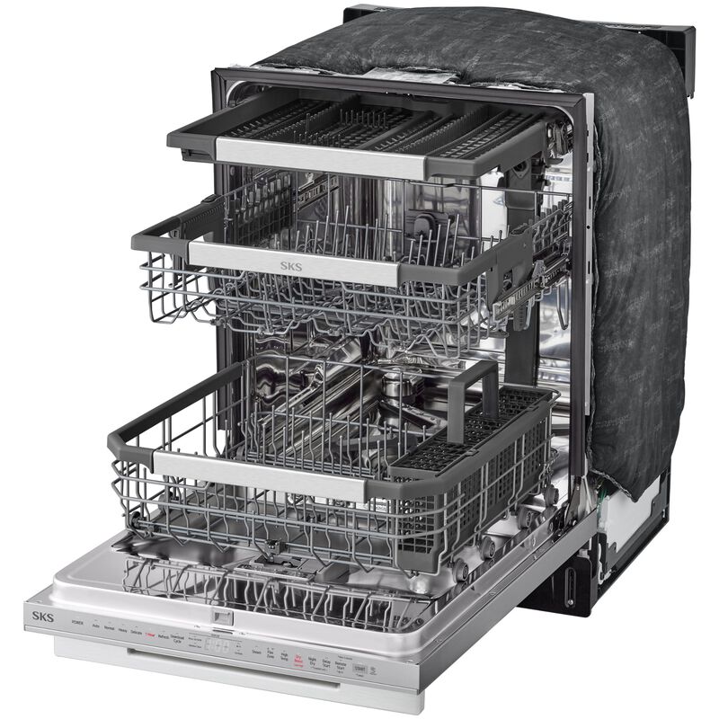 SKS 24 in. Top Control Flush-Mount Smart Dishwasher with 40 dBa Sound Level, 3rd-Rack & Dynamic Heat Dry - Stainless Steel, , hires