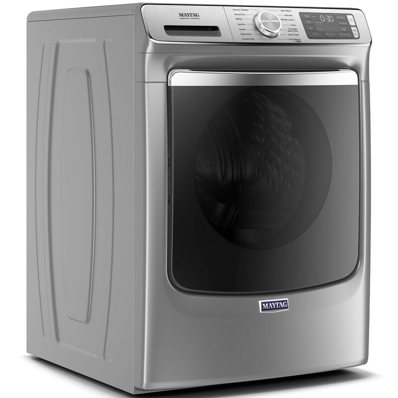 Maytag 27 in. 5.0 cu. ft. Smart Stackable Front Load Washer with Extra Power, 24-Hr Fresh Hold Option, Sanitize & Steam Wash Cycle - Metallic Slate, Metallic Slate, hires