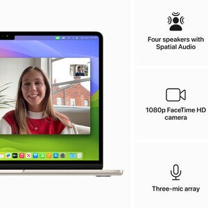 Apple MacBook Air (2024) 13.6 in. Notebook with Apple Intelligence, Apple M3 8-Core CPU, 8-Core GPU, 16 GB RAM, 256 GB SSD, up to 18 Hrs. of Battery Life & Mac OS - Starlight, , hires