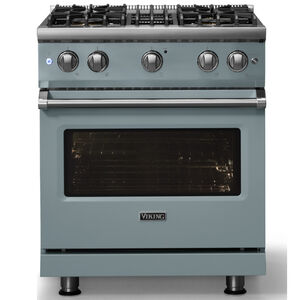 Viking 5 Series 30 in. 4.0 cu. ft. Standard Convection Gas Range with 4 Sealed Burners - November Sky - Natural Gas, Polished Chrome Trim Option, , hires
