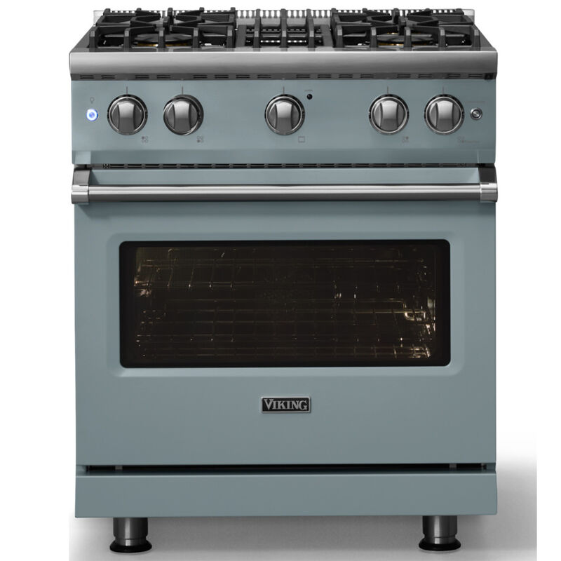 Viking 5 Series 30 in. 4.0 cu. ft. Standard Convection Gas Range with 4 Sealed Burners - November Sky - Natural Gas, Polished Chrome Trim Option, , hires