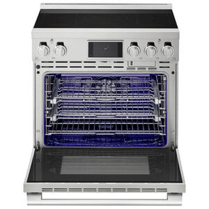 Signature Kitchen Suite 36 in. 6.3 cu. ft. Smart Air-Fry Standard Convection Steam Electric Range with 5 Induction Burners - Stainless Steel, , hires