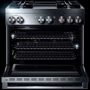JennAir Rise Series 36 in. 5.1 cu. ft. Smart True European Convection Steam Dual Fuel Range with 4 Sealed Burners & Griddle - Stainless Steel, , hires