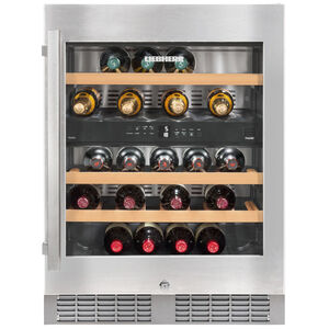 Liebherr 24 in. Undercounter Wine Cabinet with Wood Racks, Dual Temperature Zones & 34 Bottle Capacity - Stainless Steel, , hires