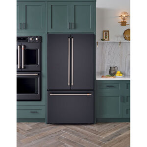 Cafe 36 in. 23.1 cu. ft. Smart Counter Depth French Door Refrigerator with Internal Water Dispenser - Matte Black, Matte Black, hires