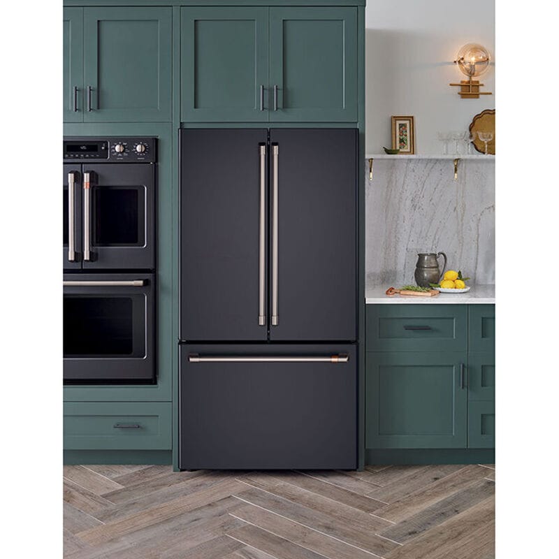 Cafe 36 in. 23.1 cu. ft. Smart Counter Depth French Door Refrigerator with Internal Water Dispenser - Matte Black, Matte Black, hires