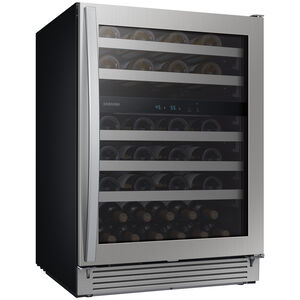 Samsung 24 in. Freestanding Wine Cooler with Dual Zones & 51 Bottle Capacity - Stainless Steel, , hires