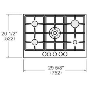 Bertazzoni Professional Series 30 in. 5-Burner Natural Gas Cooktop with Simmer Burner & Power Burner - Stainless Steel, , hires