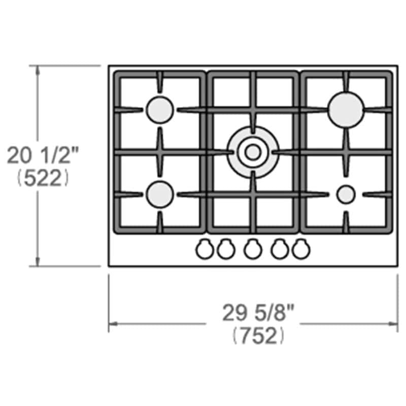 Bertazzoni Professional Series 30 in. 5-Burner Natural Gas Cooktop with Simmer Burner & Power Burner - Stainless Steel, , hires