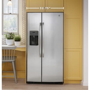 GE 33 in. 23 cu. ft. Side by Side Refrigerator with Ice & Water Dispenser - Black, Black, hires