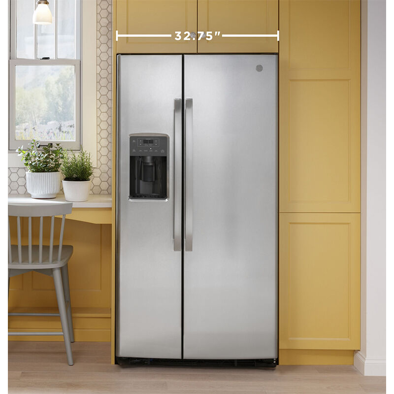 GE 33 in. 23 cu. ft. Side by Side Refrigerator with Ice & Water Dispenser - Black, Black, hires