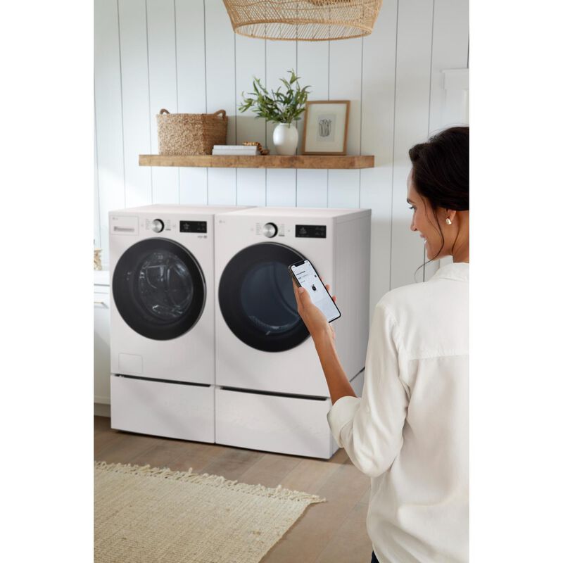 LG 27 in. 5.0 cu. ft. Smart Stackable Front Load Washer with TurboWash 360, AI DD Built-In Intelligence, Sanitize & Steam Cycle - Alpine White, , hires