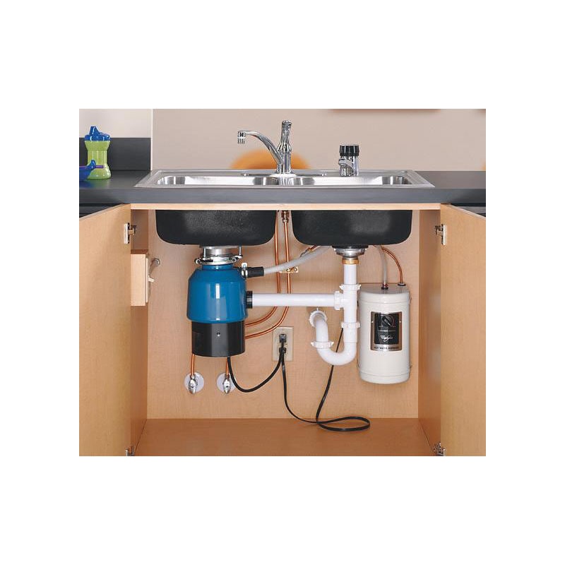 Whirlpool 3/4 HP Continuous Feed Waste Disposer with 1725 RPM, Anti-Jam & Noise Reducing Insulation - Black, , hires